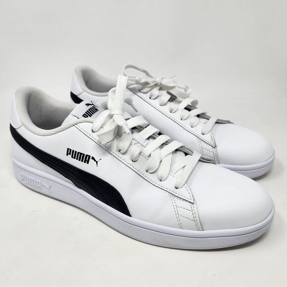 Puma Other - Puma Sneakers Men 10.5 Smash V2 White Leather Black Stripe Low Top 365215-01
